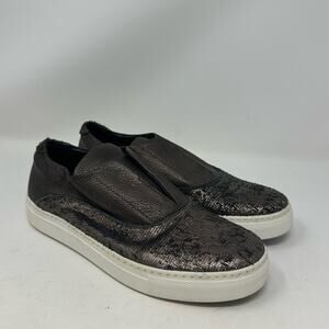 M. GEMI Bronze Metallic Textured Slip On Sneaker Size 37 7 Shoes Leather